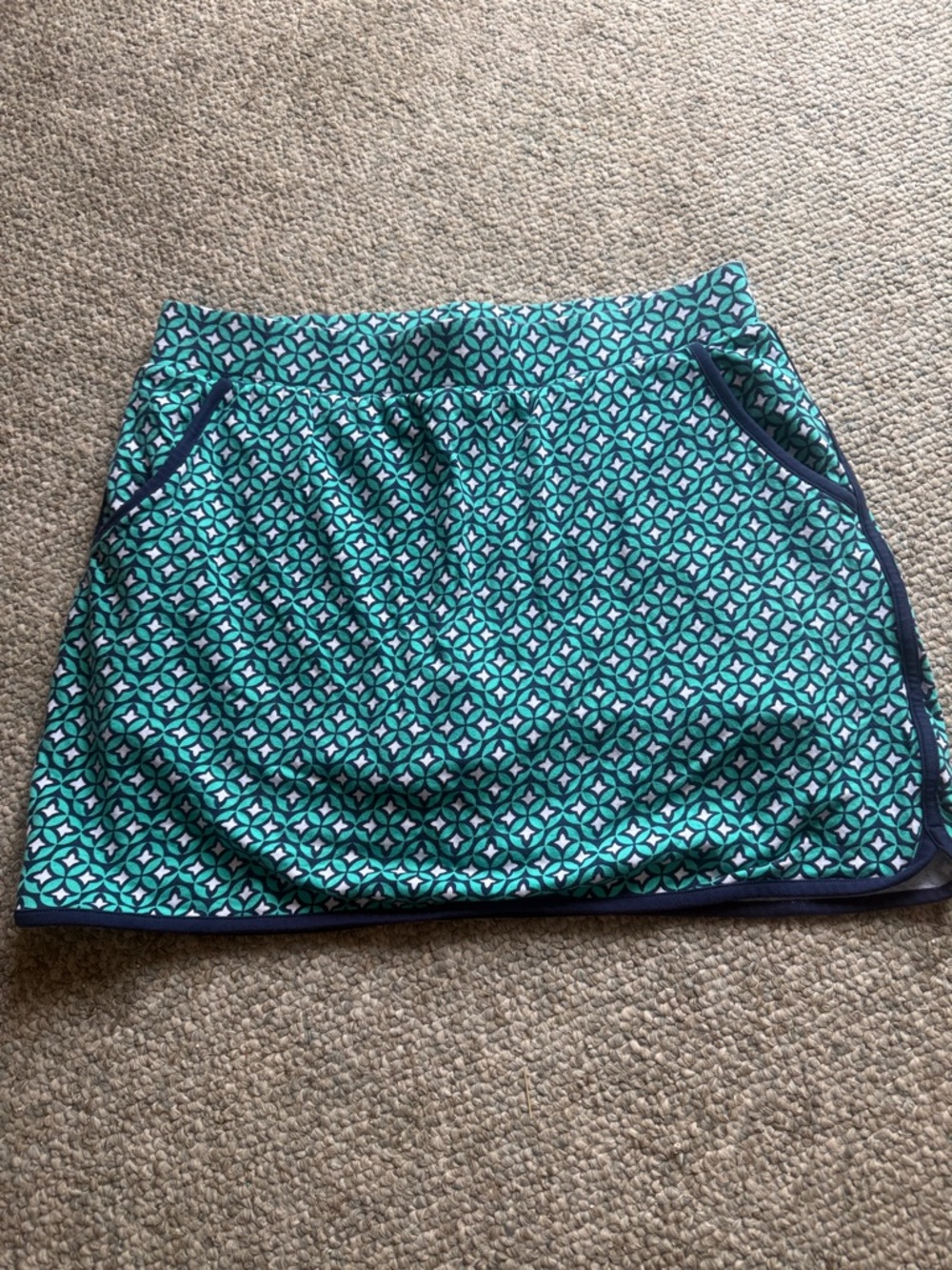 Talbots Teal and Navy Printed Skort